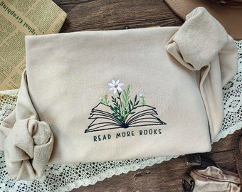 Read more books embroidered sweatshirt,crewneck sweatshirt embroidered,Unisex sweatshirt,Trendy sweatshirt,Book Readers Gift,Gift for her