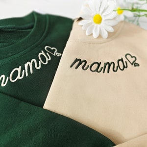 Custom Collar and Sleeve Embroidered Hoodie,Embroidered Mom mama Grandmother Hoodie with Kids Names Kids Names,Personalised Sweatshirt