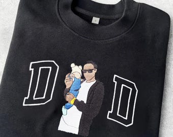Embroidered Dad Sweatshirt with personalized photo, Personalized Gift, Custom Dad EST Birthday Party Hoodie,Father tshirt ,Father's Day Gift