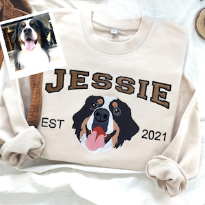 Custom Dog  Hoodie Embroidered Dog Name, Personalized Pet Face Sweatshirt from Your Photo, Varsity Sweatshirt,Gifts for Dog Lover