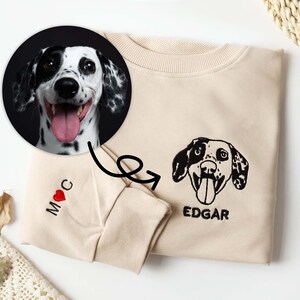 Custom Dog Portrait Sweatshirt,Personalized Pet Face and Pet name Sweatshirt,Crewneck Sweatshirt,Dog Mom Lover Gift