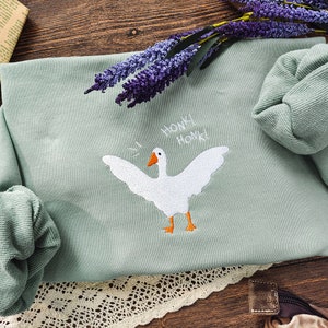 Honk besticktes Sweatshirt, Besticktes Sweatshirt mit Rundhalsausschnitt, Unisex-Sweatshirt, Trendy-Sweatshirt, Geschenk für sie