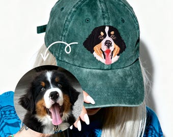 Custom Embroidered Pet Hat,Personalized fisherman's hat using a photo of your pet,Embroidery Photo Upload Dog Cat Cap, Gift For Dog Mom