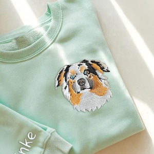 Benutzerdefiniertes Hundegesicht besticktes Sweatshirt, Hundefoto bestickter Hoodie, Hundeliebhaber Sweatshirt, Geschenk für Tierliebhaber, Haustierstickerei-Pullover