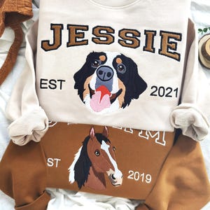 Custom Dog  Hoodie Embroidered Dog Name, Personalized Pet Face Sweatshirt from Your Photo, Varsity Sweatshirt,Gifts for Dog Lover