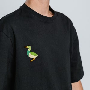 Duck Embroidered T-Shirt,Duck Funny Shirt, Unisex Premium Short Sleeve Shirt,, Custom Embroidered Ultra Soft Tee,Funny Embroidered Shirt