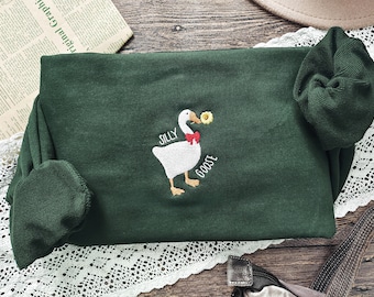 Silly Goose embroidered sweatshirt,Trendy sweatshirt,Embroidered Crewneck Sweatshirt,Unisex sweatshirt,Gift for her