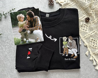 Benutzerdefiniertes Foto gesticktes Sweatshirt, personalisierter Papa Porträt Hoodie, lustige Papa Hoodies, Vatertagsgeschenke, Geschenk für Papa von Tochter oder Sohn