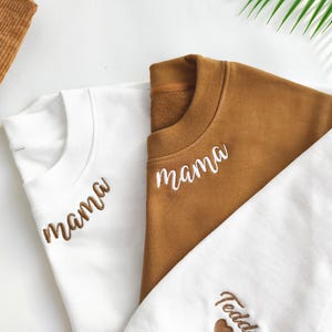 Custom Collar and Sleeve Embroidered Hoodie,Embroidered Mom mama Grandmother Hoodie with Kids Names Kids Names,Personalised Sweatshirt