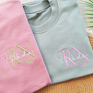 Custom Embroidered Nurse Sweatshirt Sleeve with Icon,Nurse Pullover Sweatshirt,RN Sweatshirts,Nurse Graduation Gifts,Gifts for Nurses