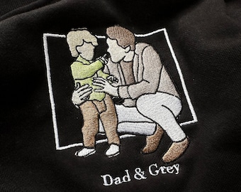 Custom Photo Embroidered Sweatshirt,Personalized Dad Portrait Hoodie,Funny Dad hoodies,Father's Day Gifts,Gift for Dad from Daughter or Son