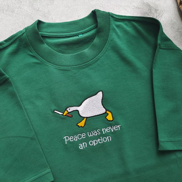 Embroidered Murder Duck T-Shirt, ,Duck with Knife Meme Shirts,Funny Shirt, Untitled Duck Game,Gifts for friends,Gift for her