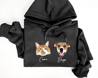 Custom Pet Portrait Hoodie,Custom Pet Sweater Using Pet Photo + Name,Personalized Dog Pullover,Custom Pet sweatshirt,Dog Mom Cat Mom Gift