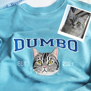 Varsity Custom Embroidered Dog Face Hoodie from Photo,Personalized Pet Face and Pet name Sweatshirt,Custom Pet Cartoon Hoodie,Custom gift