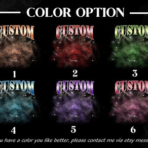 May include: Six different color options for a custom design. The design features a cloud-like shape with stars and lightning bolts. The text "CUSTOM" is written in a bold, stylized font.