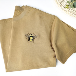 Bee embroidered T-Shirt,Nature Top, Beekeeper Gift, Custom Shirt, Embroidered UNISEX T-shirt ,Gift For Her,He