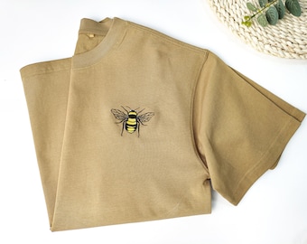 Bee embroidered T-Shirt,Nature Top, Beekeeper Gift, Custom Shirt, Embroidered UNISEX T-shirt ,Gift For Her,He