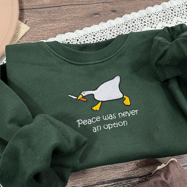 Murder Duck Embroidered Crewneck Sweatshirt,Untitled Duck Game,Duck with Knife Meme,Funny Sweatshirt, Gifts for friends,Gift for her