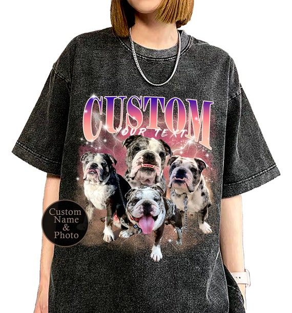 Custom Retro Dog Shirt,Custom Pet Shirt,Personalized Pet Tee,Custom Photo Vintage 90s Shirt,Bootleg Rap Dog Tee,Custom Dog Remembrance Gift