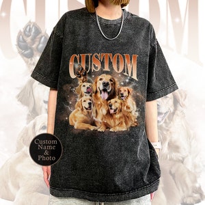 Chemise rétro personnalisée à partir d'une photo, chemise délavée vintage pour animal de compagnie personnalisée, chemise personnalisée pour animal de compagnie, chemise des années 90, cadeau pour amoureux des chiens, chemise pour maman chien