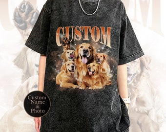 Custom Retro Shirt from Photo,Custom Pet Vintage Washed Shirt,Personalized Pet Shirt, 90s shirt,  Dog Lover Gift, Dog Mum Shirt