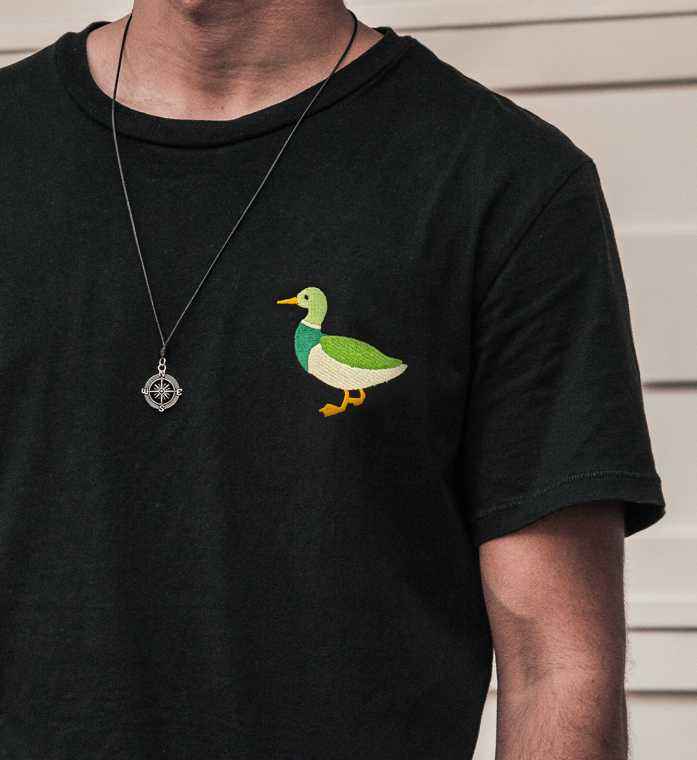 【CPGN STUDIO】Rain Duck Embroidery Short Sleeve T-shirt Duck Embroidered T-shirt,duck Funny Shirt, Unisex Premium