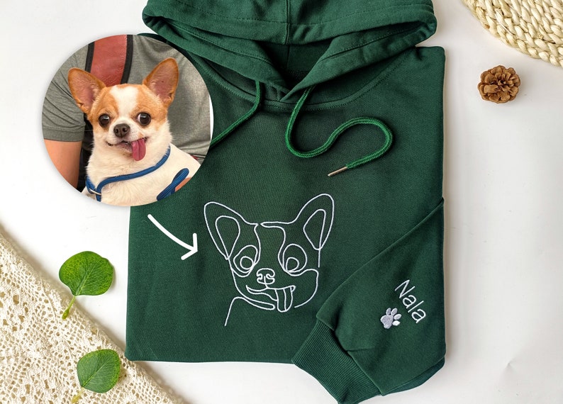 Personalisierter HundeHoodie, personalisiertes einzeiliges Haustier-Sweatshirt, Hundemama-Pullover, Unisex gestickter Hoodie, individuelle Geschenke für Hundeliebhaber Bild 3