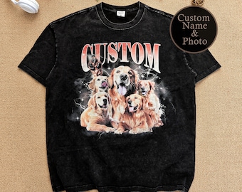 Custom Vintage Pet Shirt,Personalized Pet Washed Shirt, Graphic 90s Tee,Custom Retro Shirt from Photo,Dog Mum Shirt,Gift for Pet Lovers