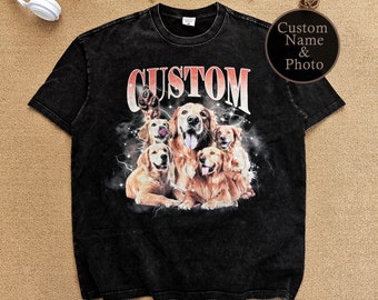 Custom Vintage Pet Shirt,Personalized Pet Washed Shirt, Graphic 90s Tee,Custom Retro Shirt from Photo,Dog Mum Shirt