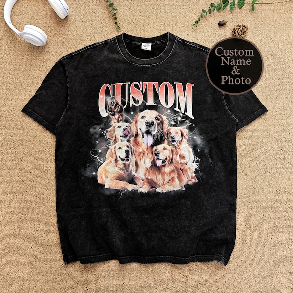 Camisa vintage personalizada para mascotas, camisa lavada para mascotas personalizada, camiseta gráfica de los años 90, camisa retro personalizada de foto, camisa para mamá de perro, regalo para amantes de las mascotas