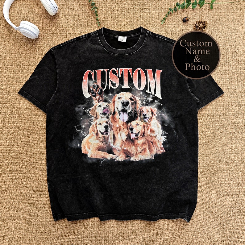 Custom Retro Shirt from Photo,Custom Pet Vintage Washed Shirt,Personalized Pet Shirt, 90s shirt, Dog Lover Gift, Dog Mum Shirt image 3