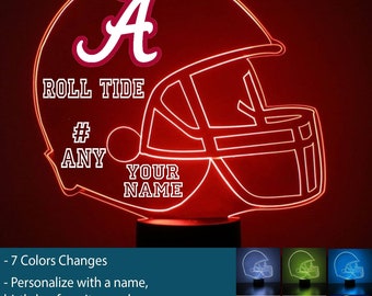 Alabama Crimson Tide Plate Rolled in on The lamp Base 2017 National Champions JS Table Lamp with Shade