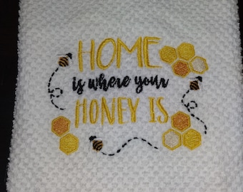 Honey Bee Kitchen Towel | Custom Embroidery Bee lover | Gift for Bee Lover | Honey | Housewarming | Gift for her | Bridal Shower | Honey Bee