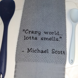 The Office | The Office Quotes | Dunder Mifflin | Funny Towel | Embroidered Towel | Kitchen Towel | Funny Gift | Michael Scott Andy Bernard