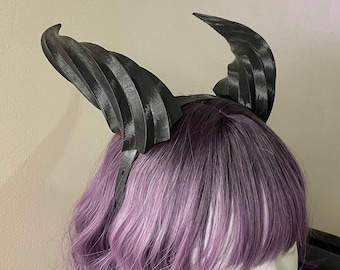 Demon Horns Headband - 3D Printed Fantasy Cosplay & Halloween Costume Accessory - Lightweight Devil Headpiece
