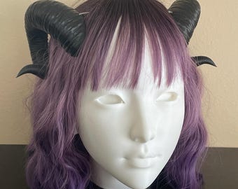 Satyr Horns - 3D Printed Cosplay & Halloween Costume Accessory with Clear Elastic Strap - Lightweight Ram and Tiefling Headpiece