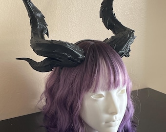 Raphael Archdevil Horns Headband - 3D Printed Fantasy Cosplay & Halloween Costume Accessory - Large Demon Headpiece