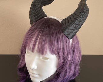 Tiefling Horns Headband – 3D Printed Fantasy Cosplay & Halloween Costume Accessory – Lightweight Demon Headpiece