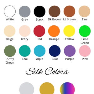 Color chart showcasing the available filament options for 3D printing, displaying a variety of vibrant colors including silk options