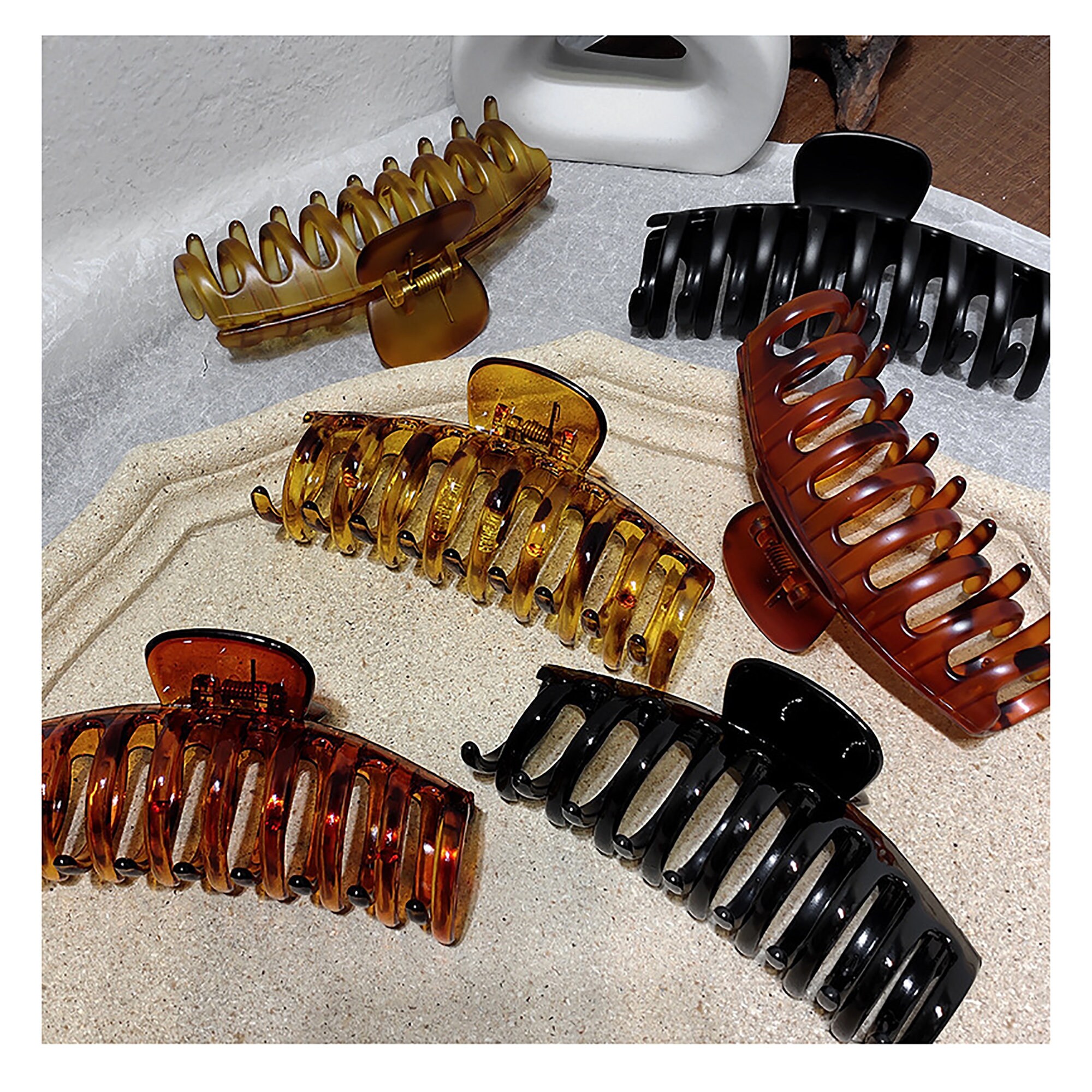 Big Korean Solid Large Hair Claws Acetate Elegant Hairpins Etsy