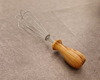 Olive wood whisk 25 cm, stainless steel