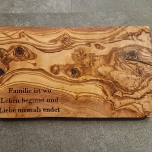 Breakfast board made of olive wood 25 x 15 cm, snack board, olive wood board wedding gift, breakfast board, engraving, personalized