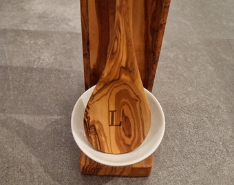 Cuchara de madera hecha de madera de olivo personalizada, Día de San Valentín, Boda, Cumpleaños, Día de la Madre