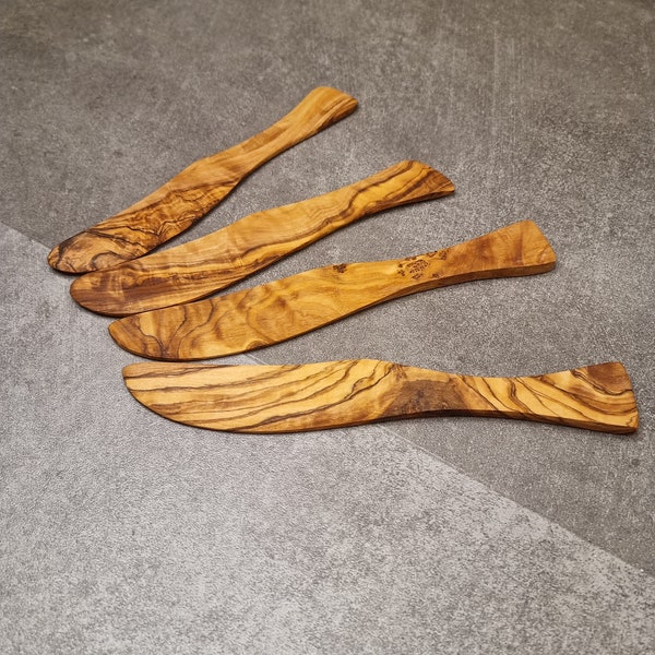 4 butter knives made of olive wood, set of 4 butter knives 100% olive wood, olive wood knife