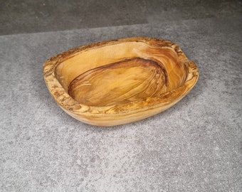 Olive wood bowl with rustic edge