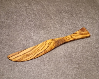 Cuchillo para mantequilla de madera de olivo, 100% madera de olivo, cuchillo de madera de olivo