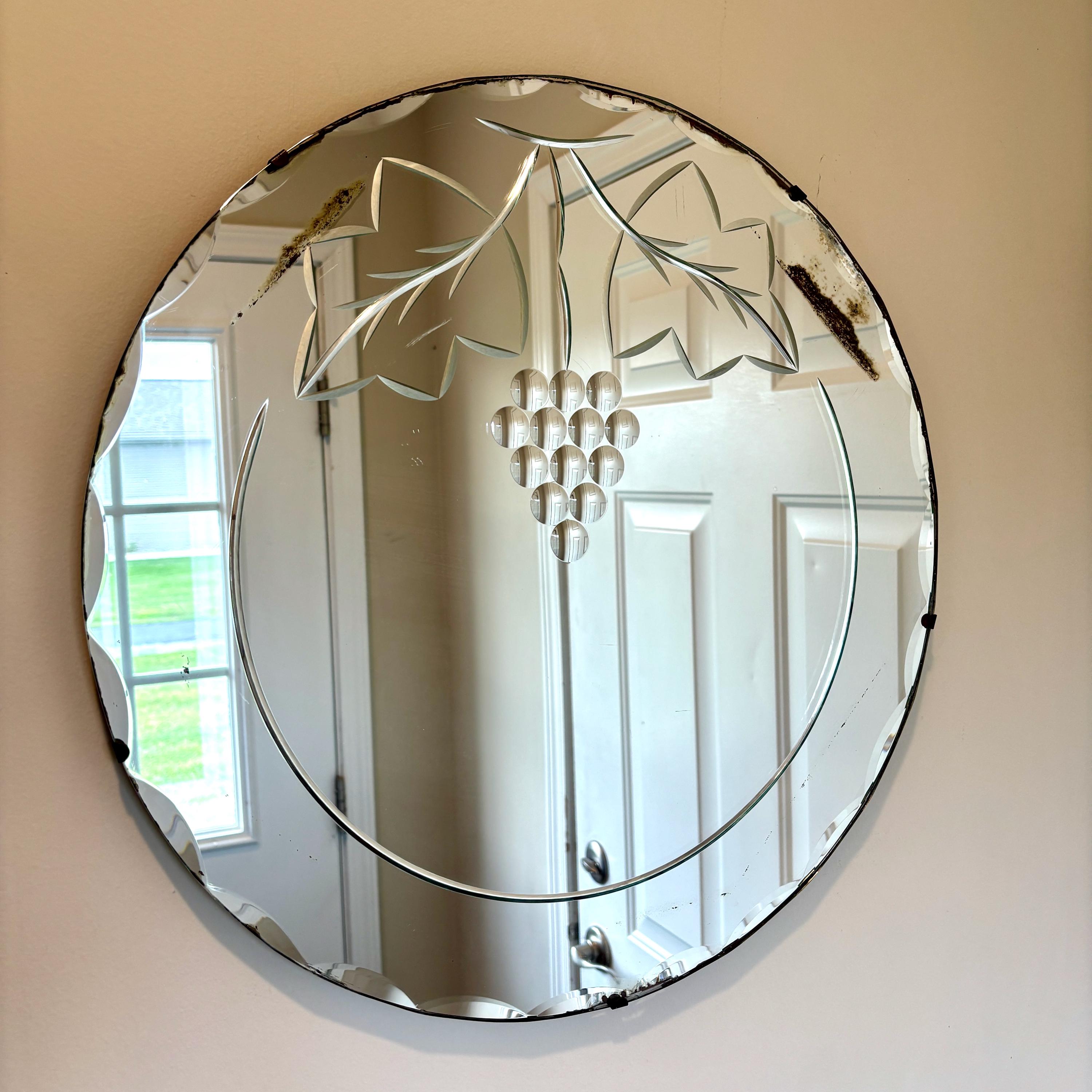 Antique Round Beveled Mirror - Etsy