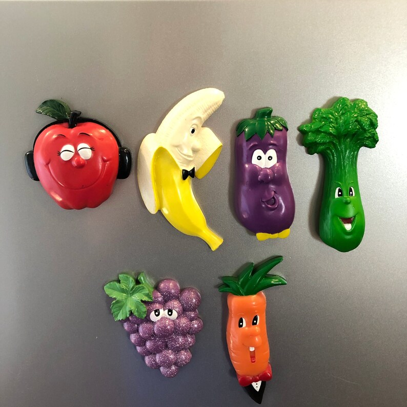 Vintage Refrigerator set of 6 Fridge Fruit Etsy