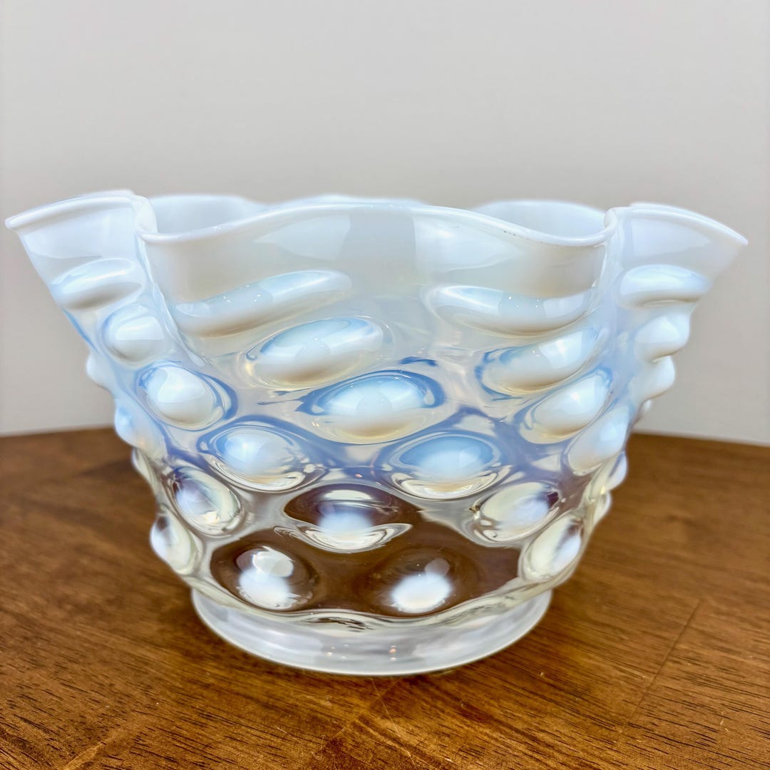 OLD FENTON コインドット ブルー オパールセント ガラスシェード