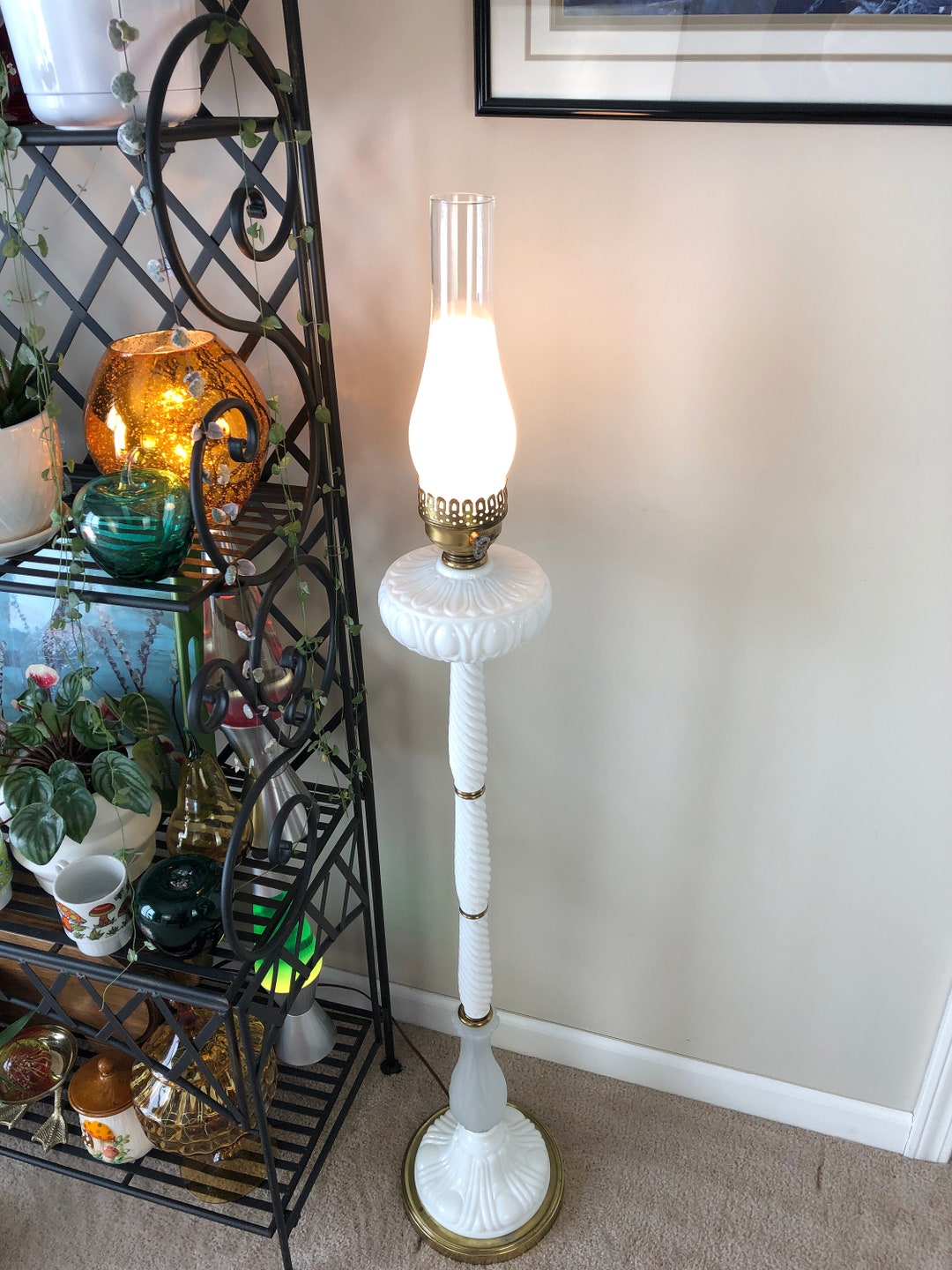 Verzorger laat staan Prik Vintage melk glazen vloerlamp witte melk glazen vloerlamp - Etsy België